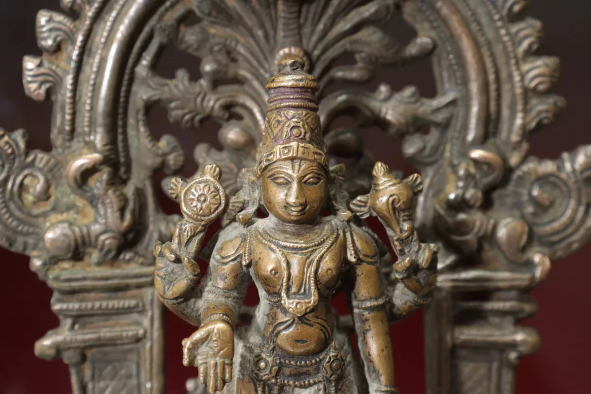 A sculpture of goddess with four hand