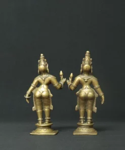 bhudevi and shridevi bronze sculpture back view