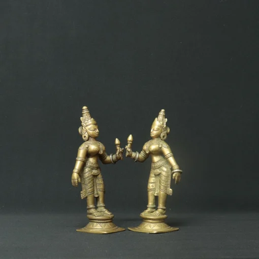 bhudevi and shridevi bronze sculpture side view 1