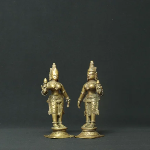 bhudevi and shridevi bronze sculpture side view 2