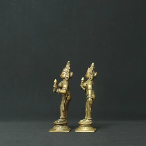 bhudevi and shridevi bronze sculpture side view 3