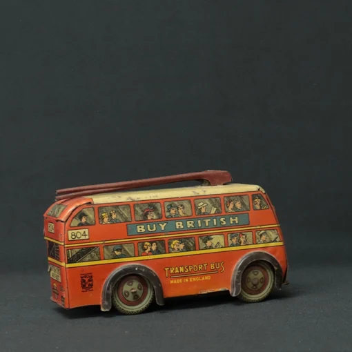 british transport tin toy bus side view 2