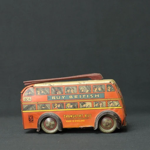 british transport tin toy bus side view 4