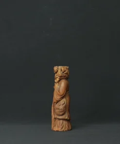 chinese wise man wooden sculpture side view 2