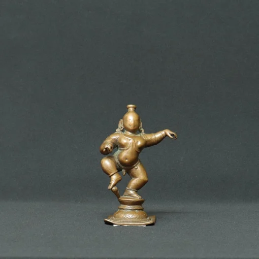 dancing baby krishna bronze sculpture front view
