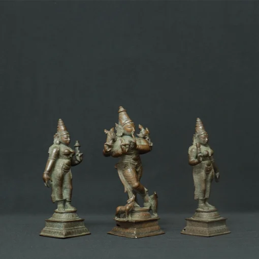 krishna venugopala and consorts bronze sculpture side view 3