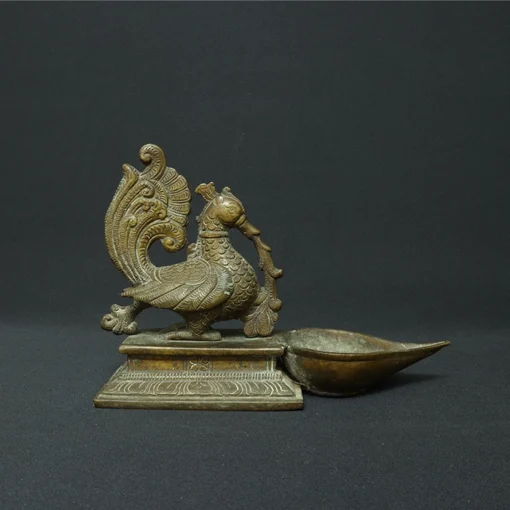 peacock temple deep bronze collectible side view 2