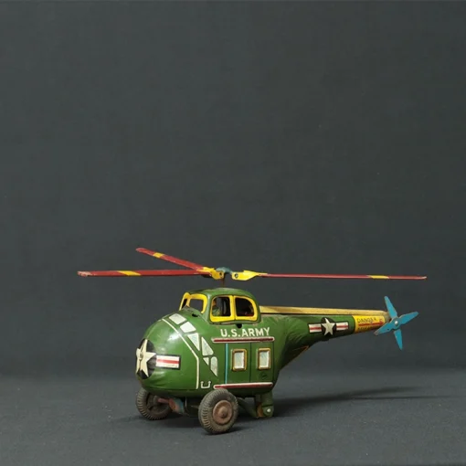 us army tin toy helicopter side view 1