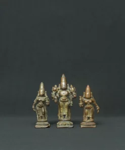 vishnu and consorts bronze sculpture front