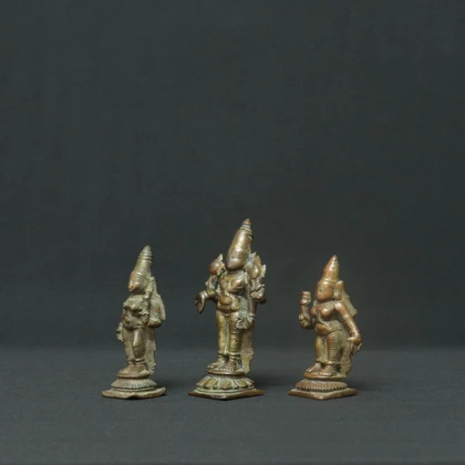 vishnu and consorts bronze sculpture side view 1