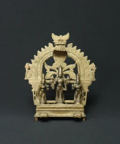 vishnu with consorts bronze sculpture front view