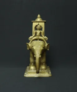 ayyanar on elephant bronze sculpture front view