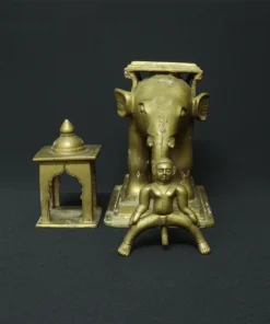 ayyanar on elephant bronze sculpture front view 3