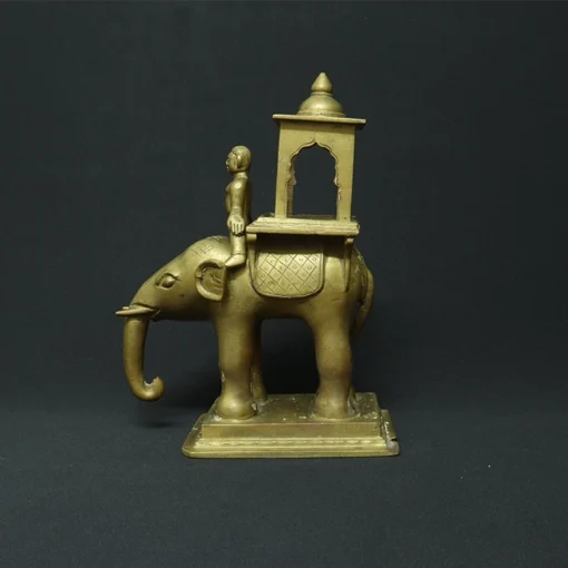 ayyanar on elephant bronze sculpture side view 1