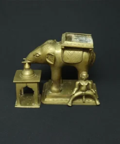 ayyanar on elephant bronze sculpture side view 2