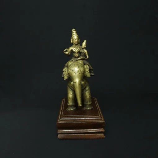 ayyanar on elephant bronze sculpture II front view