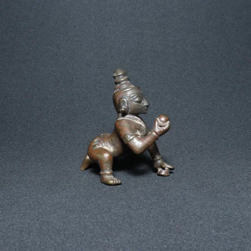 baby krishna bronze sculpture XII side view 2