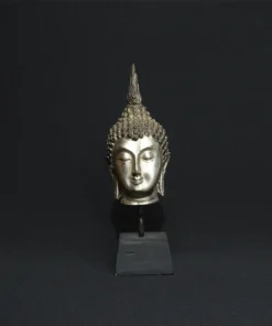 buddha head bronze sculpture II front view