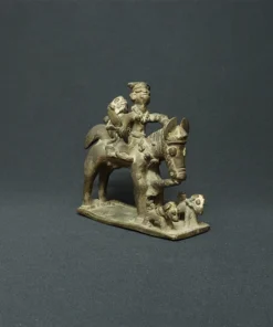 tribal shiva on horse bronze sculpture side view 3