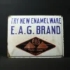 e.a.g brand enamelware advertising signboard front view