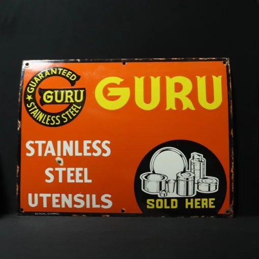guru steel utensils advertising signboard front view