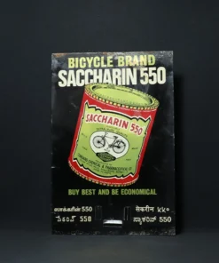 saccharin bicycle advertising signboard front view