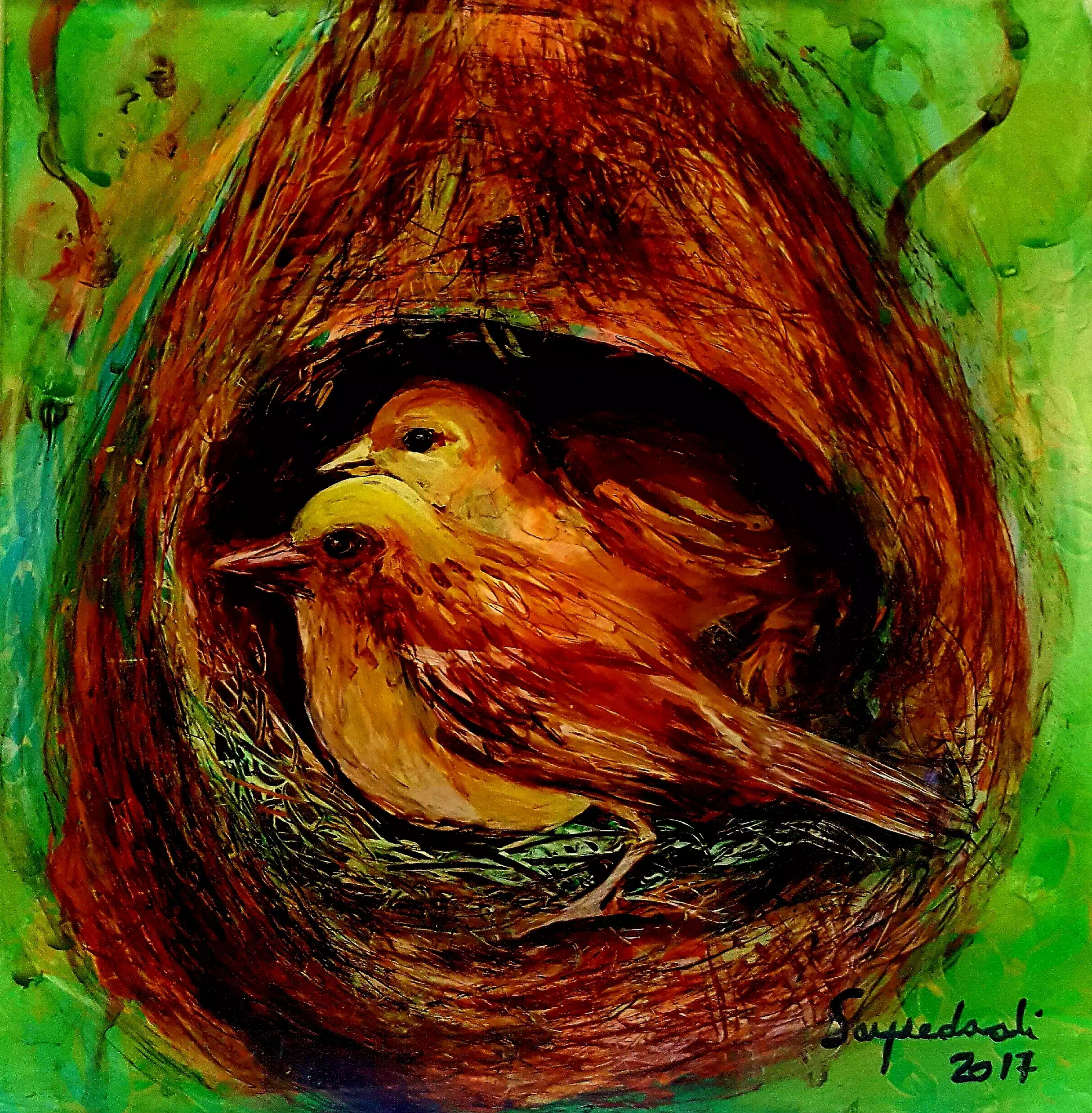 saeeda ali bird nest painting