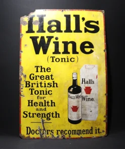 halls wine advertising signboard front view