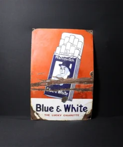 marcovitch blue & white cigarettes advertising signboard front view
