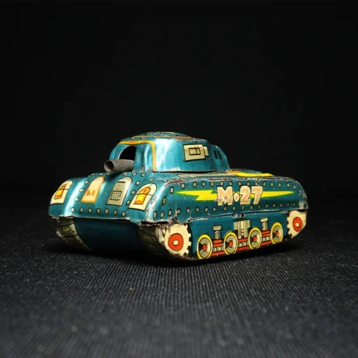 tin toy military tank side view 1