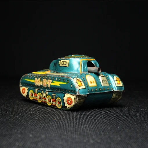 tin toy military tank side view 2