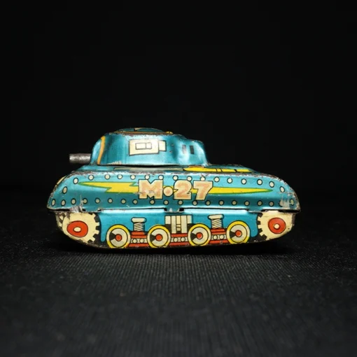 tin toy military tank side view 3