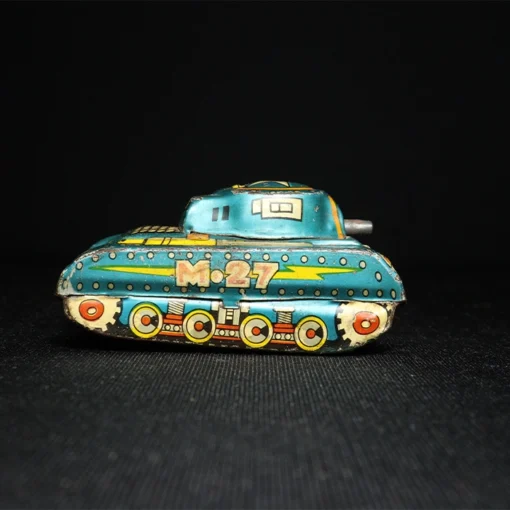 tin toy military tank side view 4