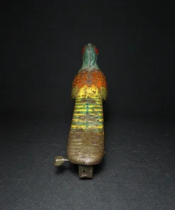 peacock tin toy back view
