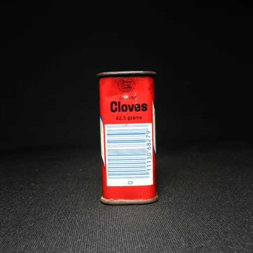 ground cloves tin can side view 1