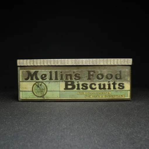 mellins food biscuit tin box side view 2