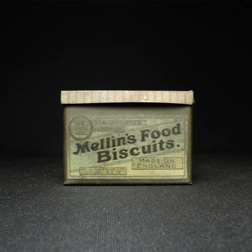 mellins food biscuit tin box side view 3