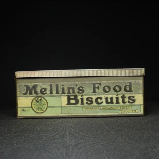 mellins food biscuit tin box side view 4