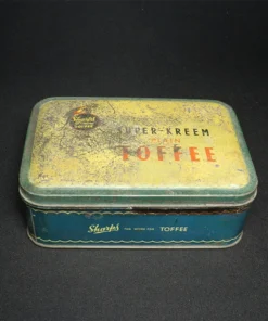 sharps the word for toffee tin box front view