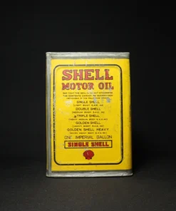 single shell motor oil tin can back view