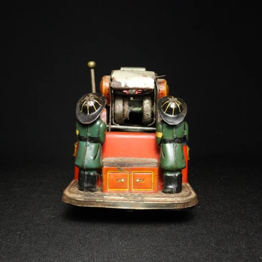 fire brigade truck tin toy back view