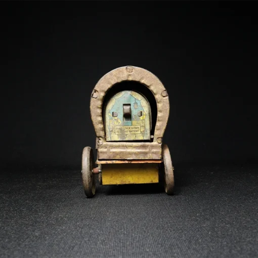 tin toy horse cart back view