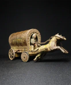 tin toy horse cart side view 3