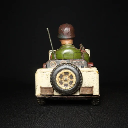 tin toy military jeep back view