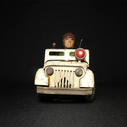 tin toy military jeep front view