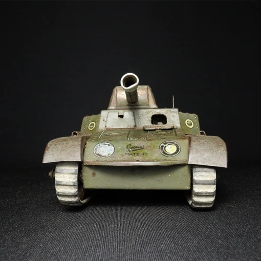 tin toy military tank II front view