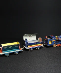tin toy train set top view