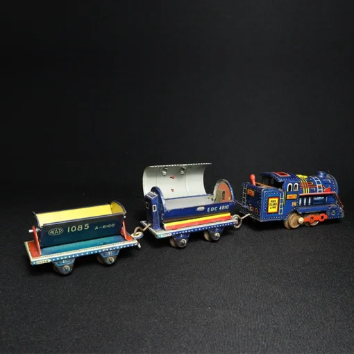 tin toy train set top view