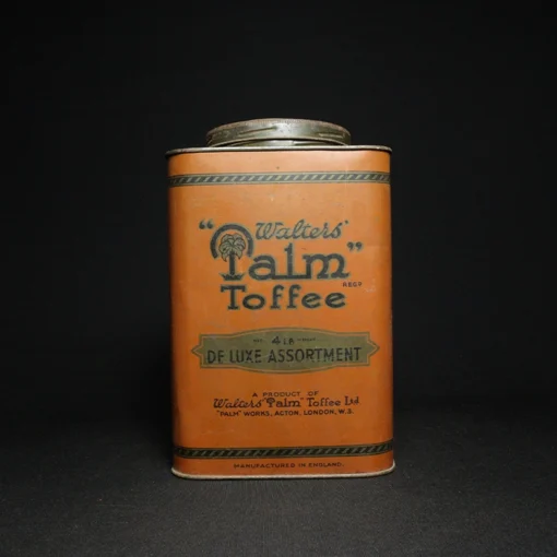 walters palm toffee tin can front view