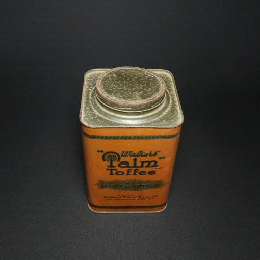 walters palm toffee tin can top view 1